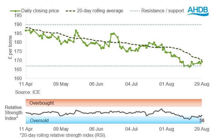 Graph UK feed wheat futures 01 09 2025
